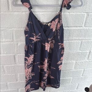 Roxy Floral Navy and Pink Girls Viscose Dress sz M
